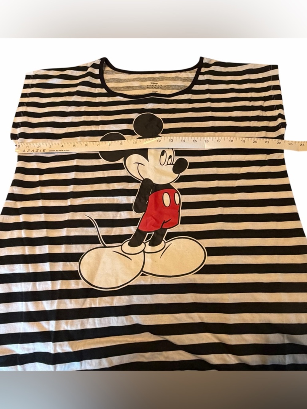 Disney Mickey Mouse Black White Striped Sleep Shirt L XL NWT - Picture 8 of 9